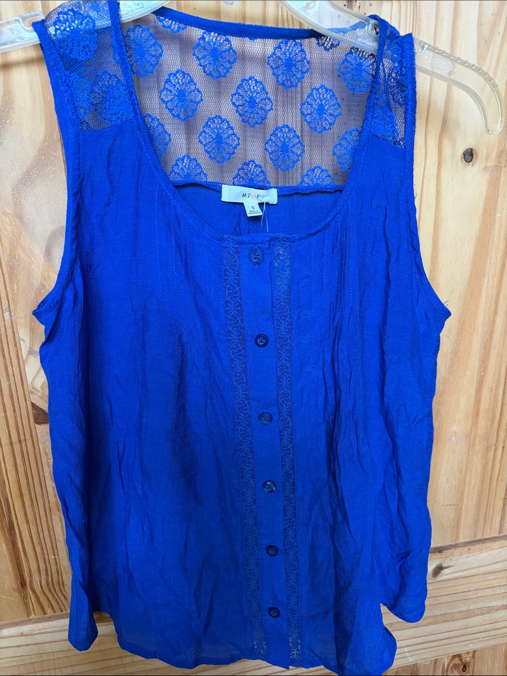 mine Royal Blue Lace-Back Button-Front Camisole